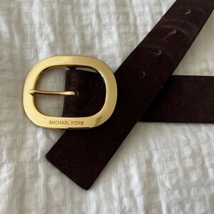 Michael Kors Dark Brown Belt with Gold Buckle